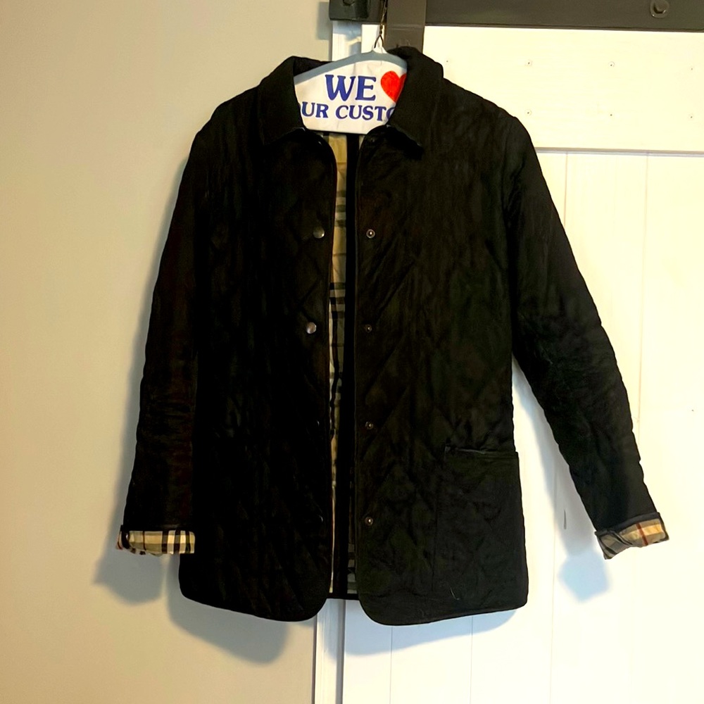 Burberry black size small quilted jacket
